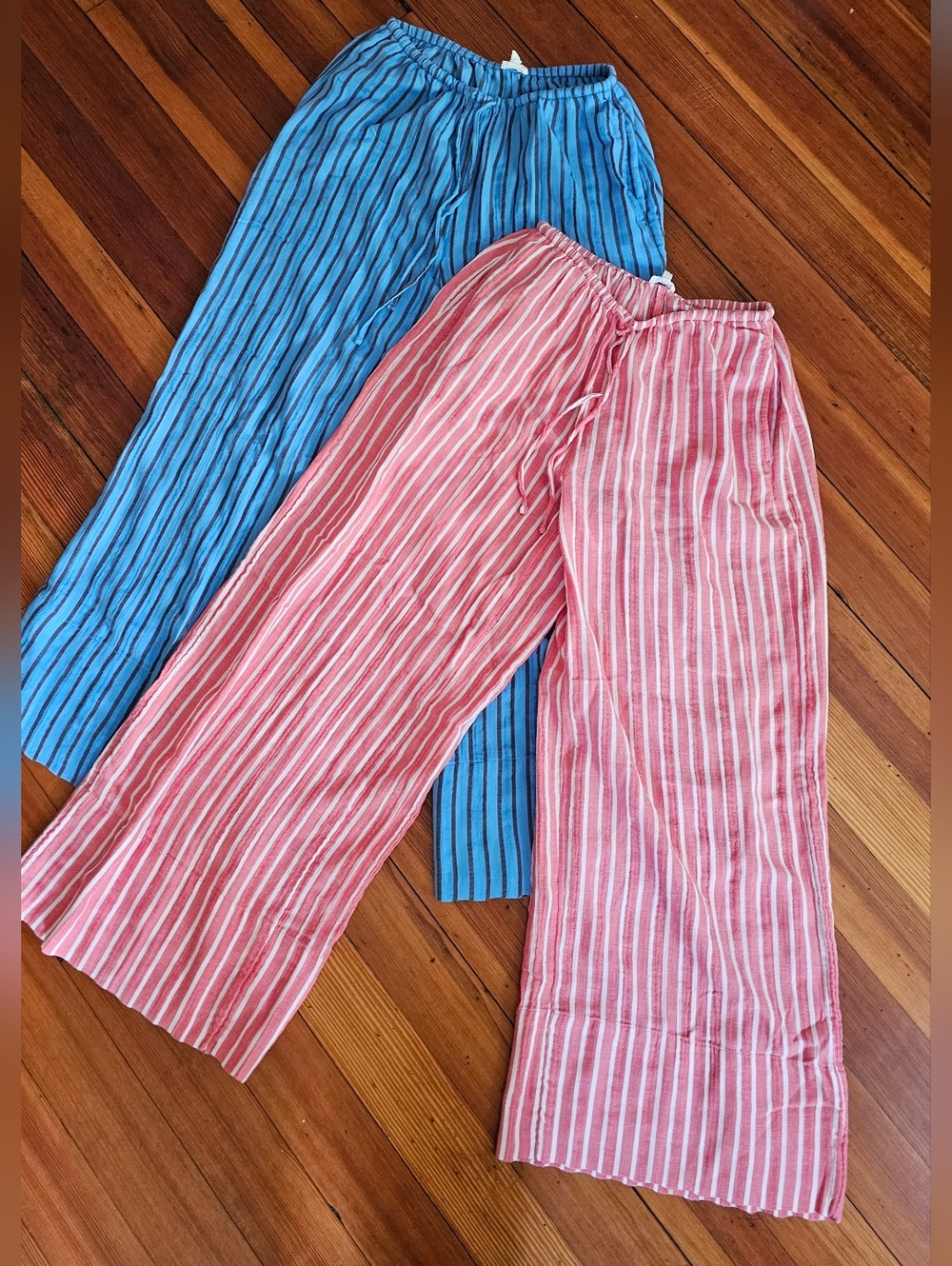 Lot Of 2 American Eagle Aerie Wide Leg Linen Drawstring Pants Size Medium Short